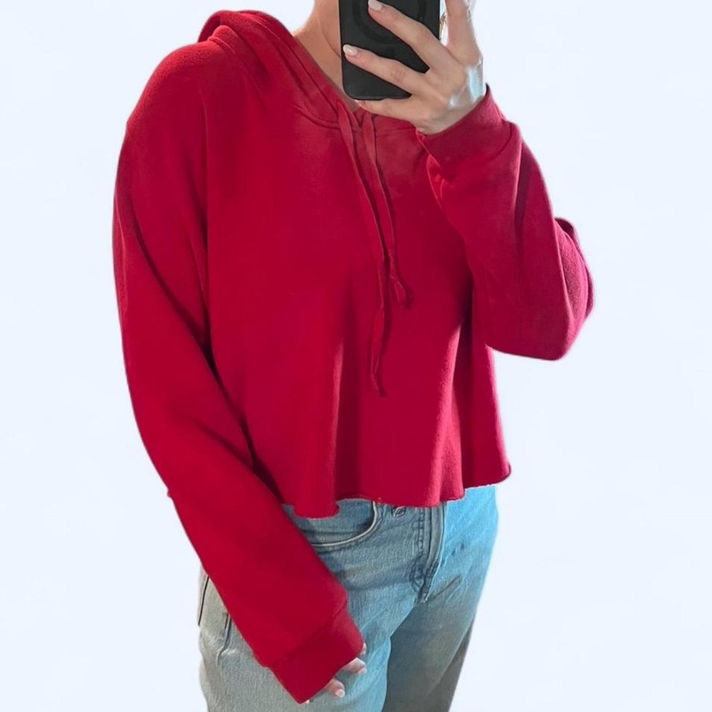 Brandy Melville Red Cropped Hoodie